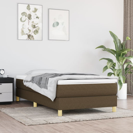 Boxspring met matras stof donkerbruin 90x190 cm Bedden & bedframes | Creëer jouw Trendy Thuis | Gratis bezorgd & Retour | Trendy.nl