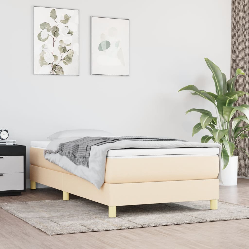 Boxspring met matras stof crèmekleurig 90x190 cm Bedden & bedframes | Creëer jouw Trendy Thuis | Gratis bezorgd & Retour | Trendy.nl