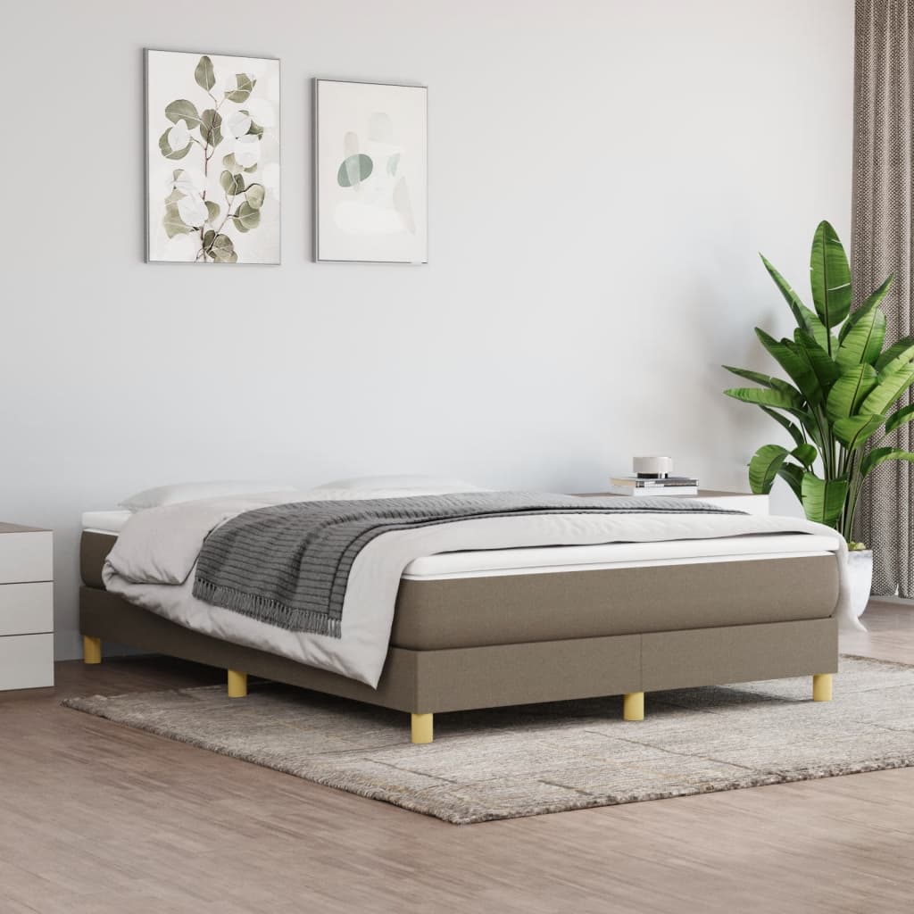 Boxspring met matras stof taupe 140x190 cm Bedden & bedframes | Creëer jouw Trendy Thuis | Gratis bezorgd & Retour | Trendy.nl