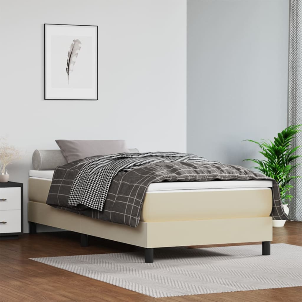 Boxspring met matras kunstleer crèmekleurig 90x200 cm