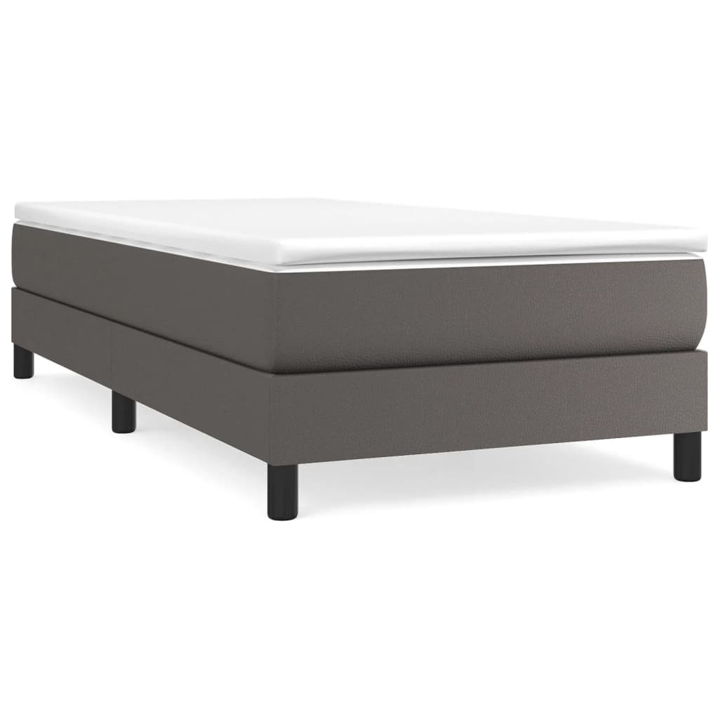 Boxspring met matras kunstleer grijs 90x200 cm Bedden & bedframes | Creëer jouw Trendy Thuis | Gratis bezorgd & Retour | Trendy.nl