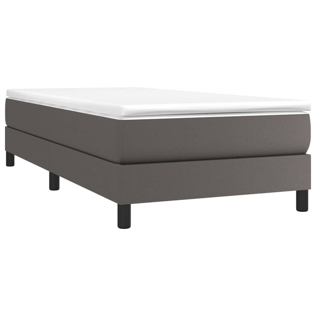 Boxspring met matras kunstleer grijs 90x200 cm Bedden & bedframes | Creëer jouw Trendy Thuis | Gratis bezorgd & Retour | Trendy.nl