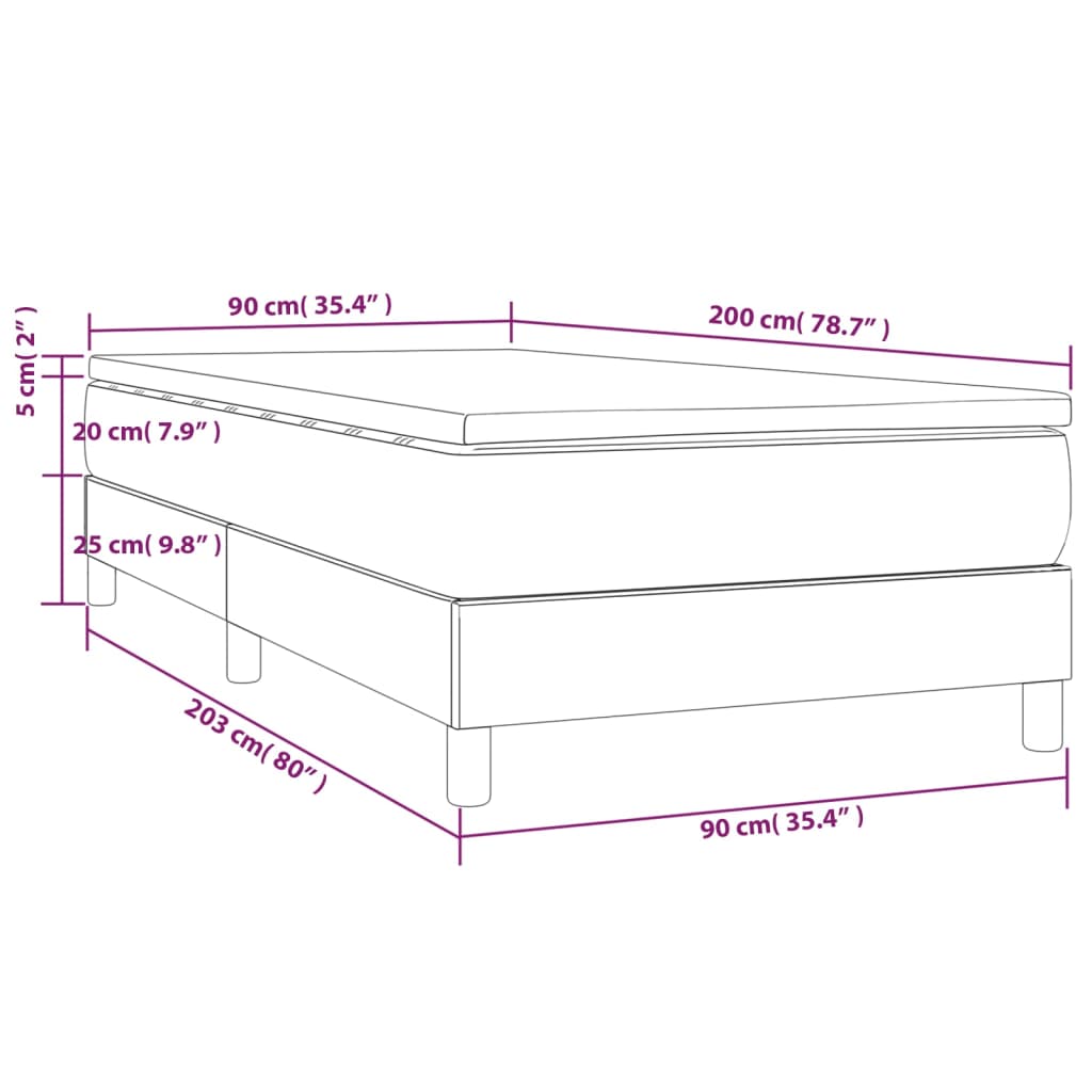 Boxspring met matras kunstleer grijs 90x200 cm Bedden & bedframes | Creëer jouw Trendy Thuis | Gratis bezorgd & Retour | Trendy.nl