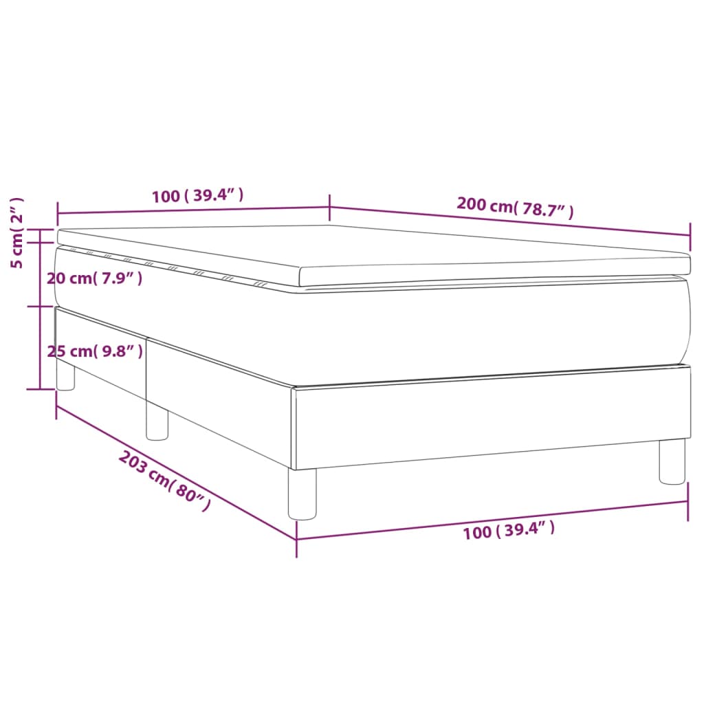 Boxspring met matras kunstleer crèmekleurig 100x200 cm