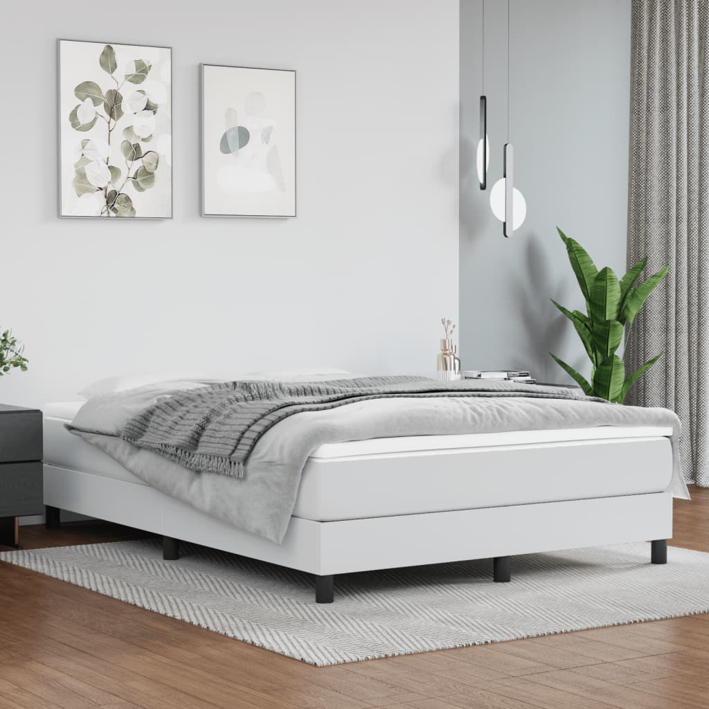 Boxspring met matras kunstleer wit 140x190 cm Bedden & bedframes | Creëer jouw Trendy Thuis | Gratis bezorgd & Retour | Trendy.nl