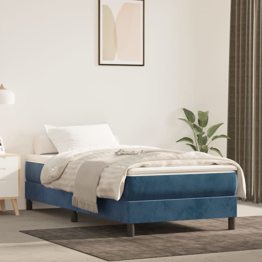 Boxspring met matras fluweel donkerblauw 80x200 cm Bedden & bedframes | Creëer jouw Trendy Thuis | Gratis bezorgd & Retour | Trendy.nl