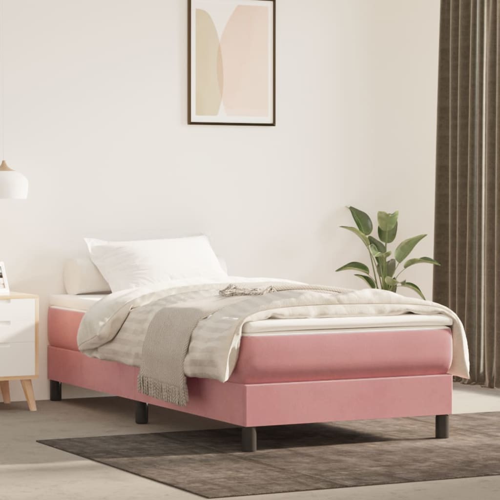 Boxspring met matras fluweel roze 90x190 cm Bedden & bedframes | Creëer jouw Trendy Thuis | Gratis bezorgd & Retour | Trendy.nl