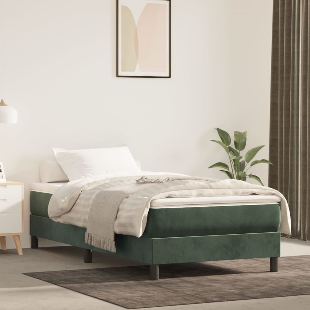 Boxspring met matras fluweel donkergroen 90x200 cm Bedden & bedframes | Creëer jouw Trendy Thuis | Gratis bezorgd & Retour | Trendy.nl