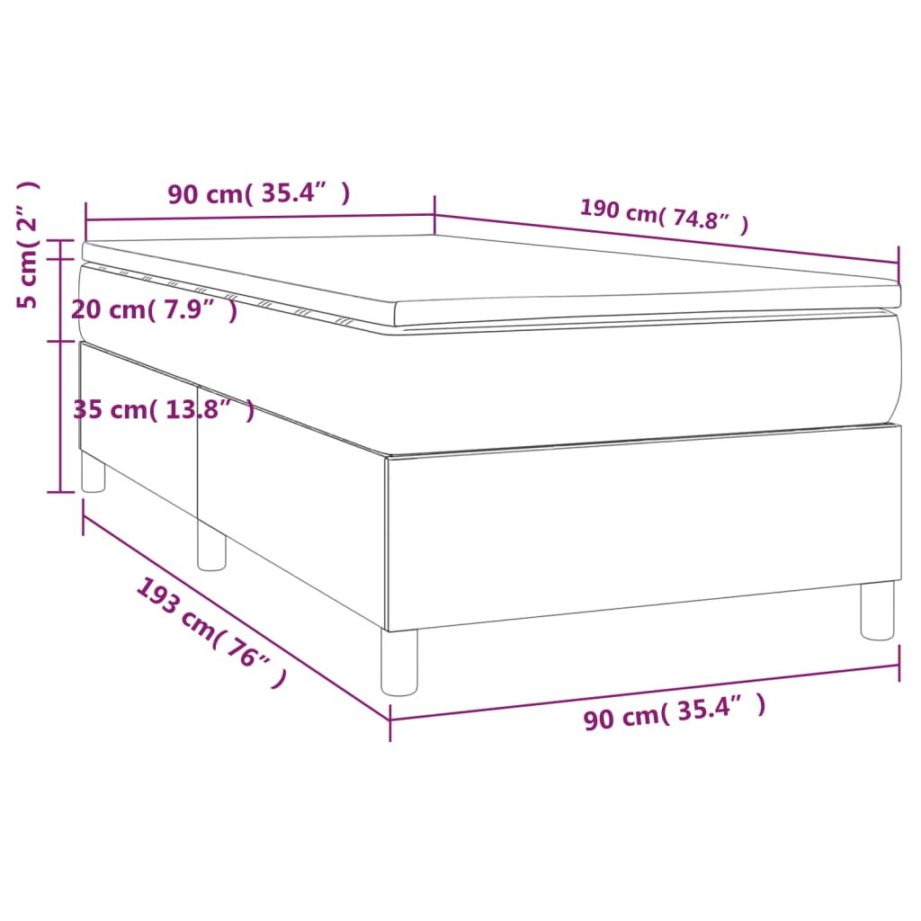 Boxspring met matras stof donkerbruin 90x190 cm Bedden & bedframes | Creëer jouw Trendy Thuis | Gratis bezorgd & Retour | Trendy.nl