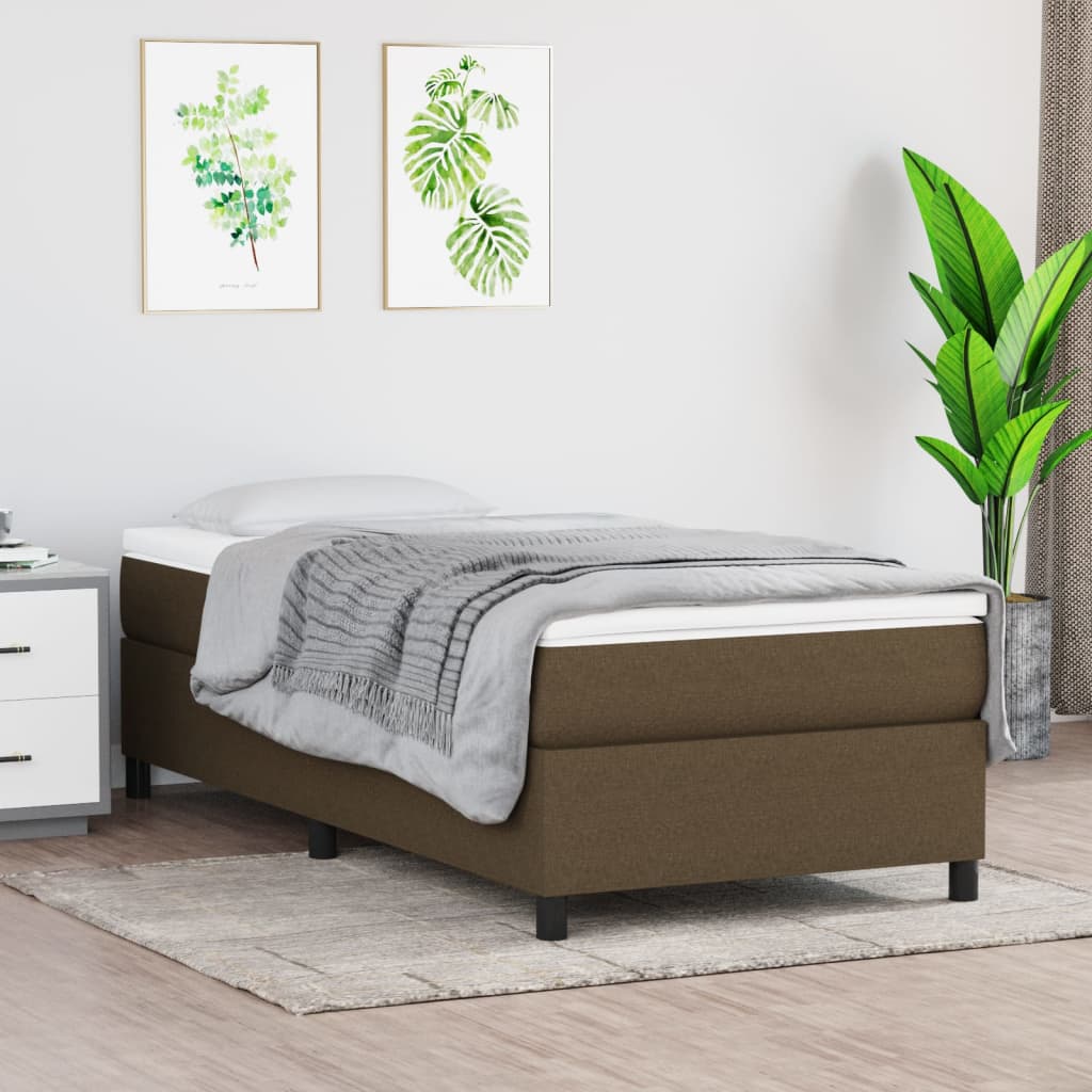 Boxspring met matras stof donkerbruin 90x190 cm Bedden & bedframes | Creëer jouw Trendy Thuis | Gratis bezorgd & Retour | Trendy.nl