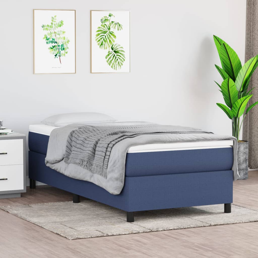 Boxspring met matras stof blauw 90x190 cm Bedden & bedframes | Creëer jouw Trendy Thuis | Gratis bezorgd & Retour | Trendy.nl