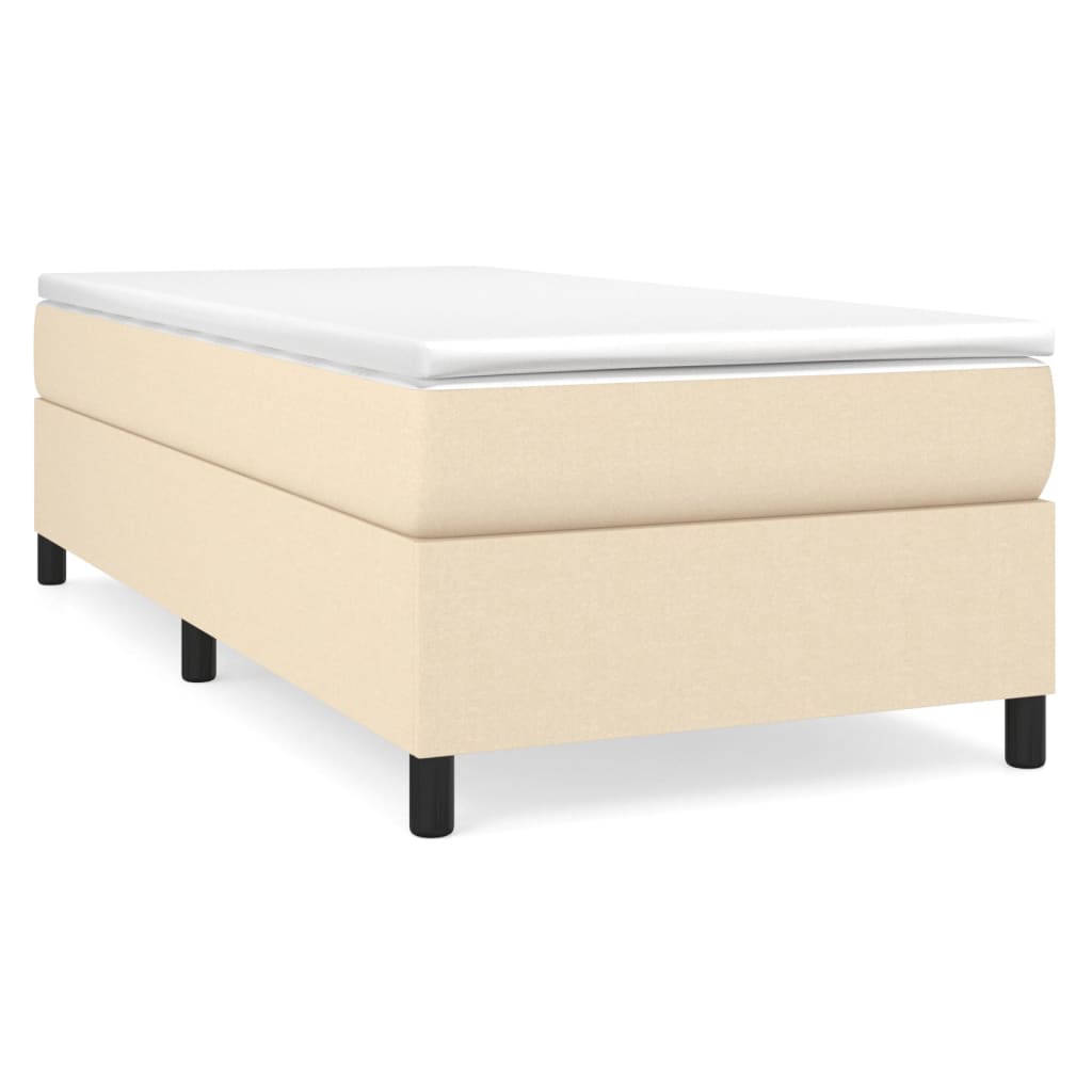 Boxspring met matras stof crèmekleurig 90x200 cm Bedden & bedframes | Creëer jouw Trendy Thuis | Gratis bezorgd & Retour | Trendy.nl