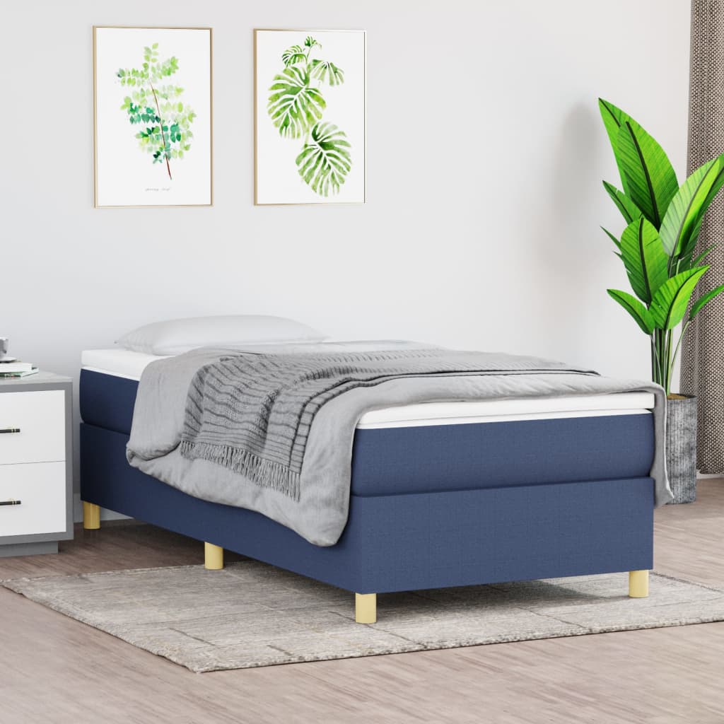 Boxspring met matras stof blauw 90x190 cm Bedden & bedframes | Creëer jouw Trendy Thuis | Gratis bezorgd & Retour | Trendy.nl