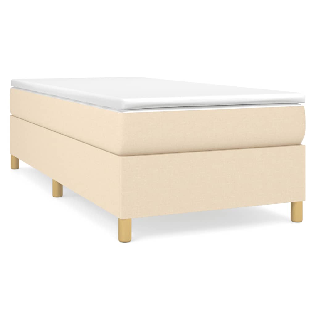 Boxspring met matras stof crèmekleurig 90x200 cm Bedden & bedframes | Creëer jouw Trendy Thuis | Gratis bezorgd & Retour | Trendy.nl