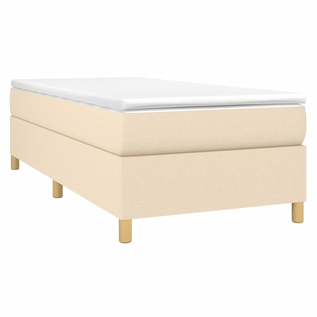 Boxspring met matras stof crèmekleurig 90x200 cm Bedden & bedframes | Creëer jouw Trendy Thuis | Gratis bezorgd & Retour | Trendy.nl