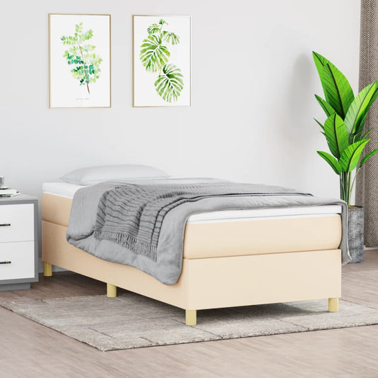 Boxspring met matras stof crèmekleurig 90x200 cm Bedden & bedframes | Creëer jouw Trendy Thuis | Gratis bezorgd & Retour | Trendy.nl