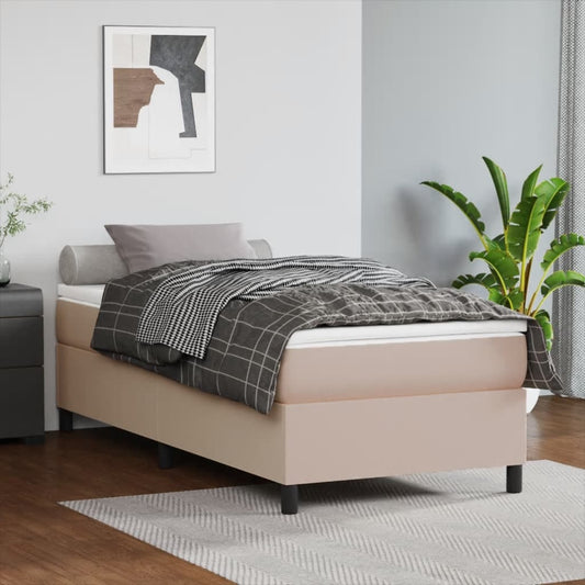 Boxspring met matras kunstleer cappuccinokleurig 90x190 cm Bedden & bedframes | Creëer jouw Trendy Thuis | Gratis bezorgd & Retour | Trendy.nl