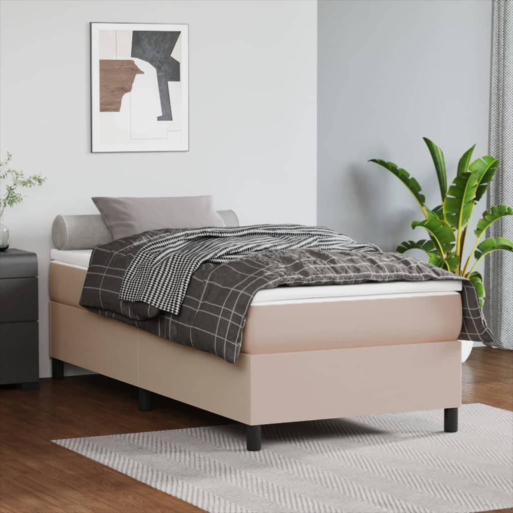 Boxspring met matras kunstleer cappuccinokleurig 90x200 cm Bedden & bedframes | Creëer jouw Trendy Thuis | Gratis bezorgd & Retour | Trendy.nl