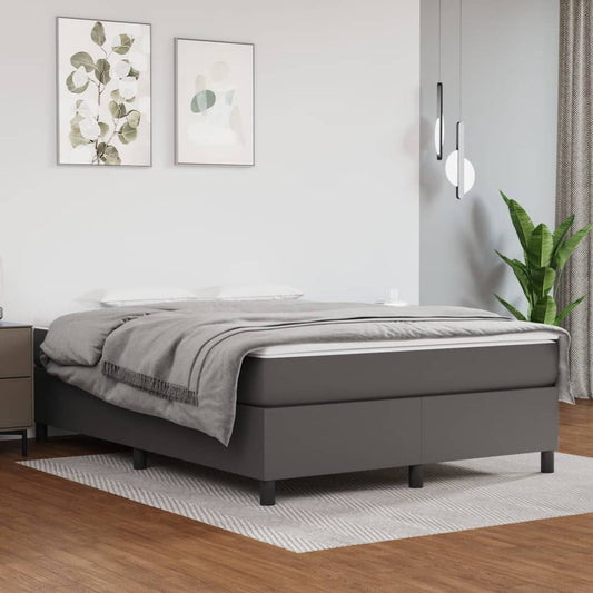 Boxspring met matras kunstleer grijs 140x190 cm