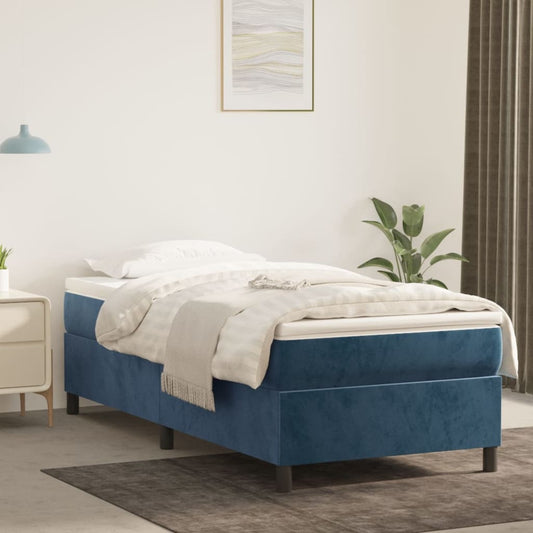 Boxspring met matras fluweel donkerblauw 80x200 cm Bedden & bedframes | Creëer jouw Trendy Thuis | Gratis bezorgd & Retour | Trendy.nl