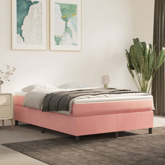 Boxspring met matras fluweel roze 140x200 cm Bedden & bedframes | Creëer jouw Trendy Thuis | Gratis bezorgd & Retour | Trendy.nl