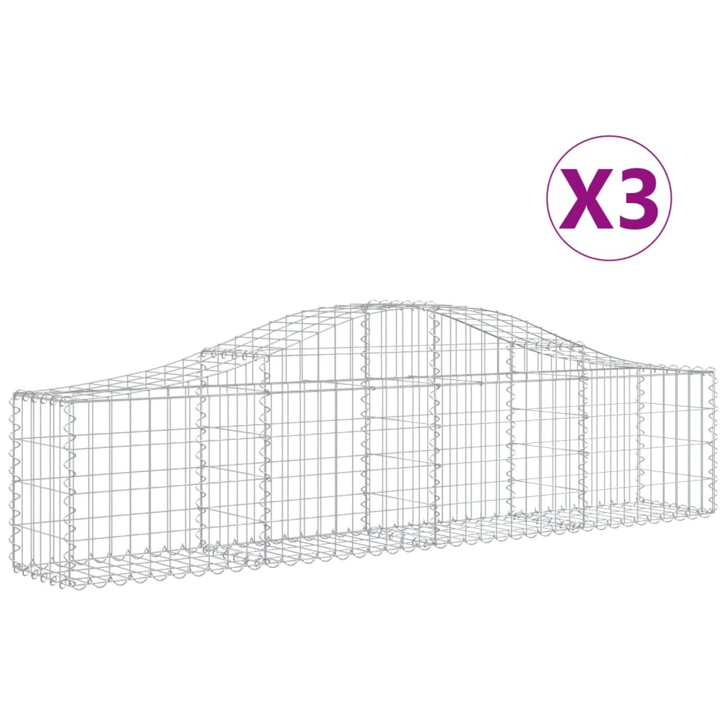 Schanskorven 3 st gewelfd 200x30x40/60 cm gegalvaniseerd ijzer Bloempotten & plantenbakken | Creëer jouw Trendy Thuis | Gratis bezorgd & Retour | Trendy.nl