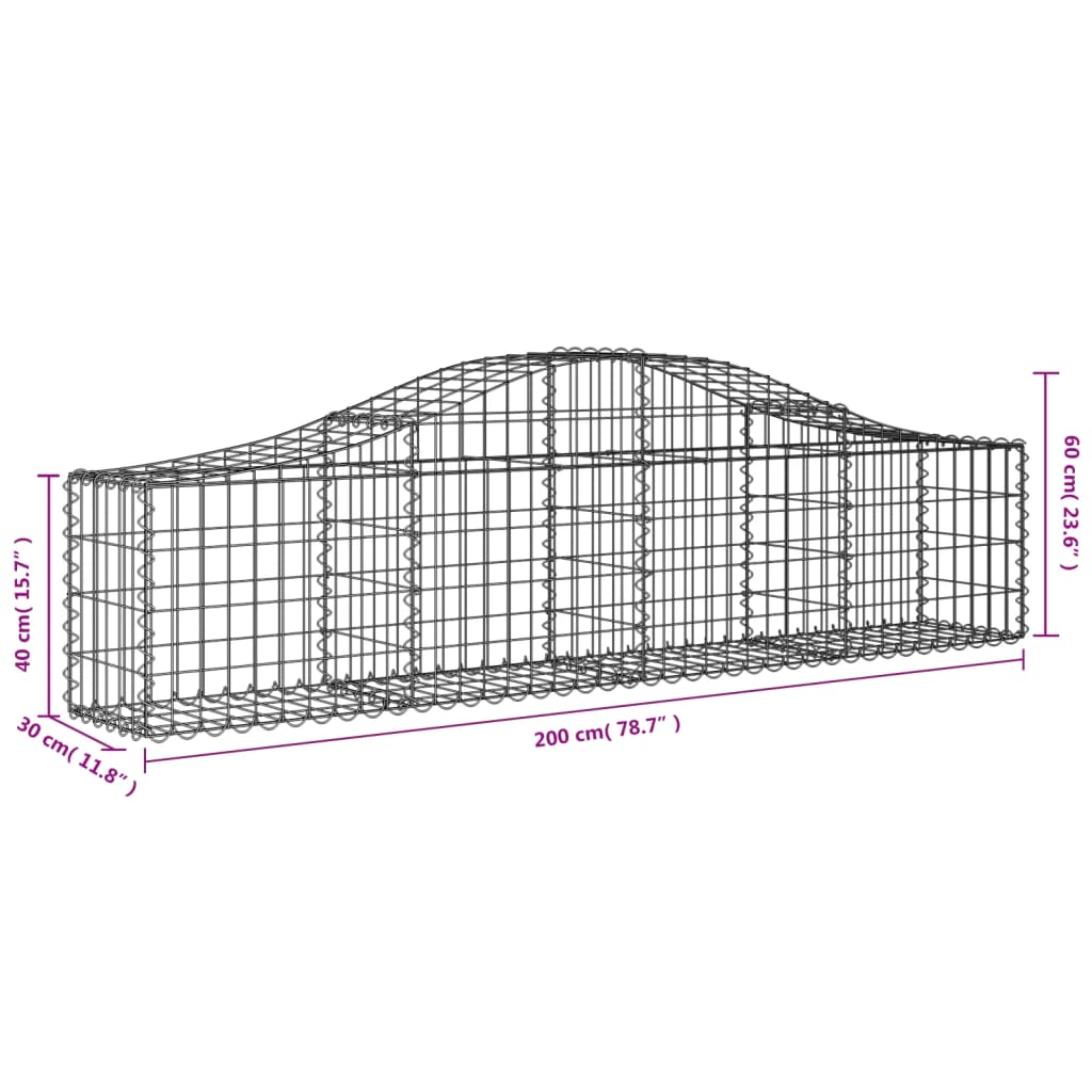 Schanskorven 3 st gewelfd 200x30x40/60 cm gegalvaniseerd ijzer Bloempotten & plantenbakken | Creëer jouw Trendy Thuis | Gratis bezorgd & Retour | Trendy.nl