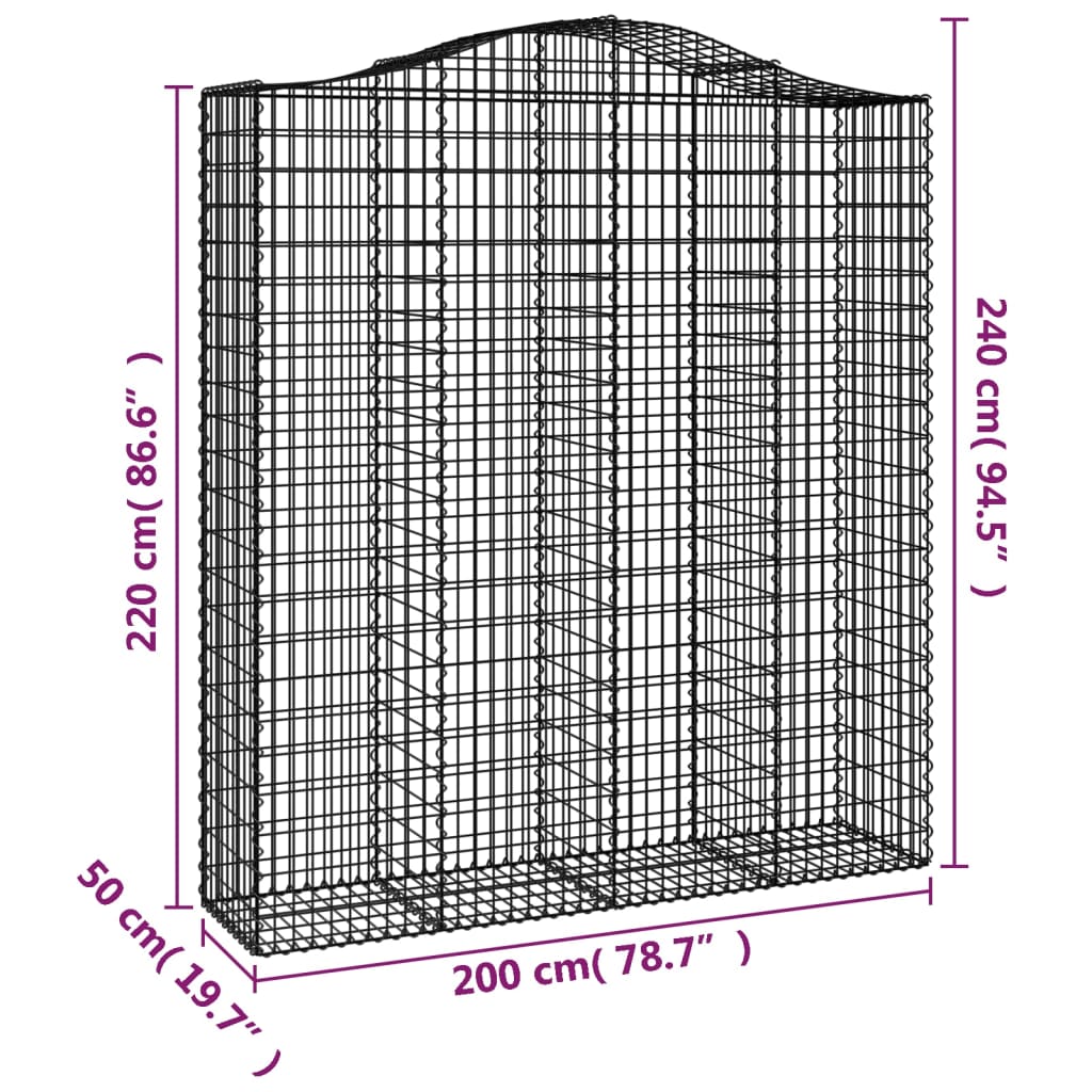 Schanskorven 10 st gewelfd 200x50x220/240 cm ijzer Bloempotten & plantenbakken | Creëer jouw Trendy Thuis | Gratis bezorgd & Retour | Trendy.nl