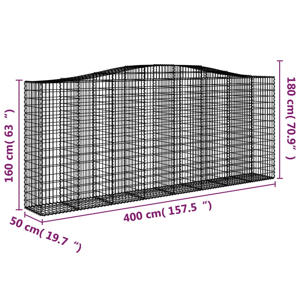 Schanskorven 20 st gewelfd 400x50x160/180 cm ijzer Bloempotten & plantenbakken | Creëer jouw Trendy Thuis | Gratis bezorgd & Retour | Trendy.nl