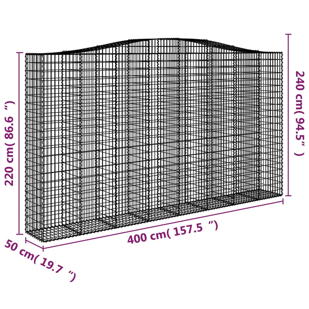 Schanskorven 9 st gewelfd 400x50x220/240 cm ijzer Bloempotten & plantenbakken | Creëer jouw Trendy Thuis | Gratis bezorgd & Retour | Trendy.nl