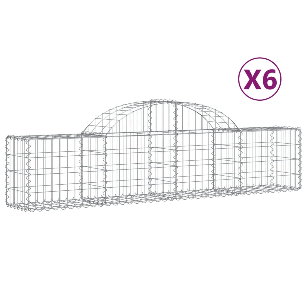 Schanskorven 6 st gewelfd 200x30x40/60 cm gegalvaniseerd ijzer Bloempotten & plantenbakken | Creëer jouw Trendy Thuis | Gratis bezorgd & Retour | Trendy.nl