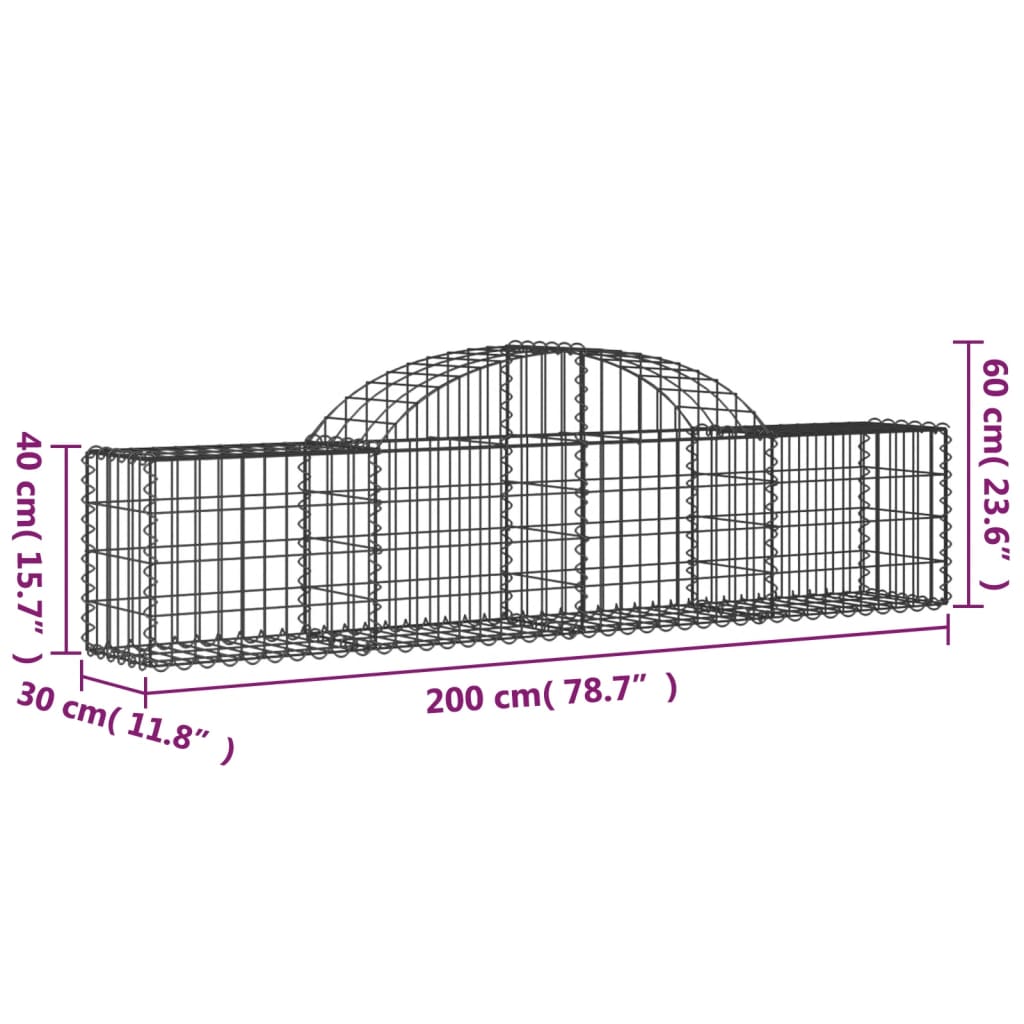 Schanskorven 6 st gewelfd 200x30x40/60 cm gegalvaniseerd ijzer Bloempotten & plantenbakken | Creëer jouw Trendy Thuis | Gratis bezorgd & Retour | Trendy.nl