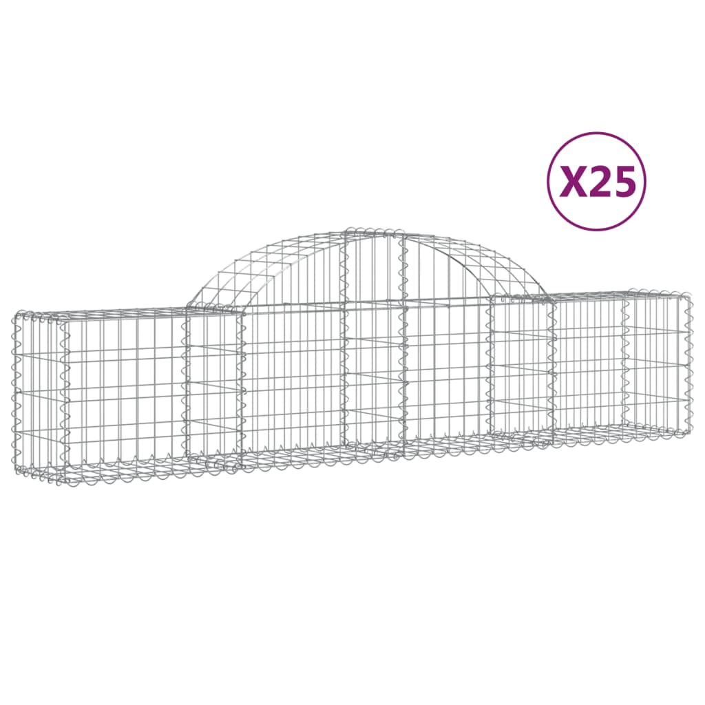 Schanskorven 25 st gewelfd 200x30x40/60 cm gegalvaniseerd ijzer Bloempotten & plantenbakken | Creëer jouw Trendy Thuis | Gratis bezorgd & Retour | Trendy.nl