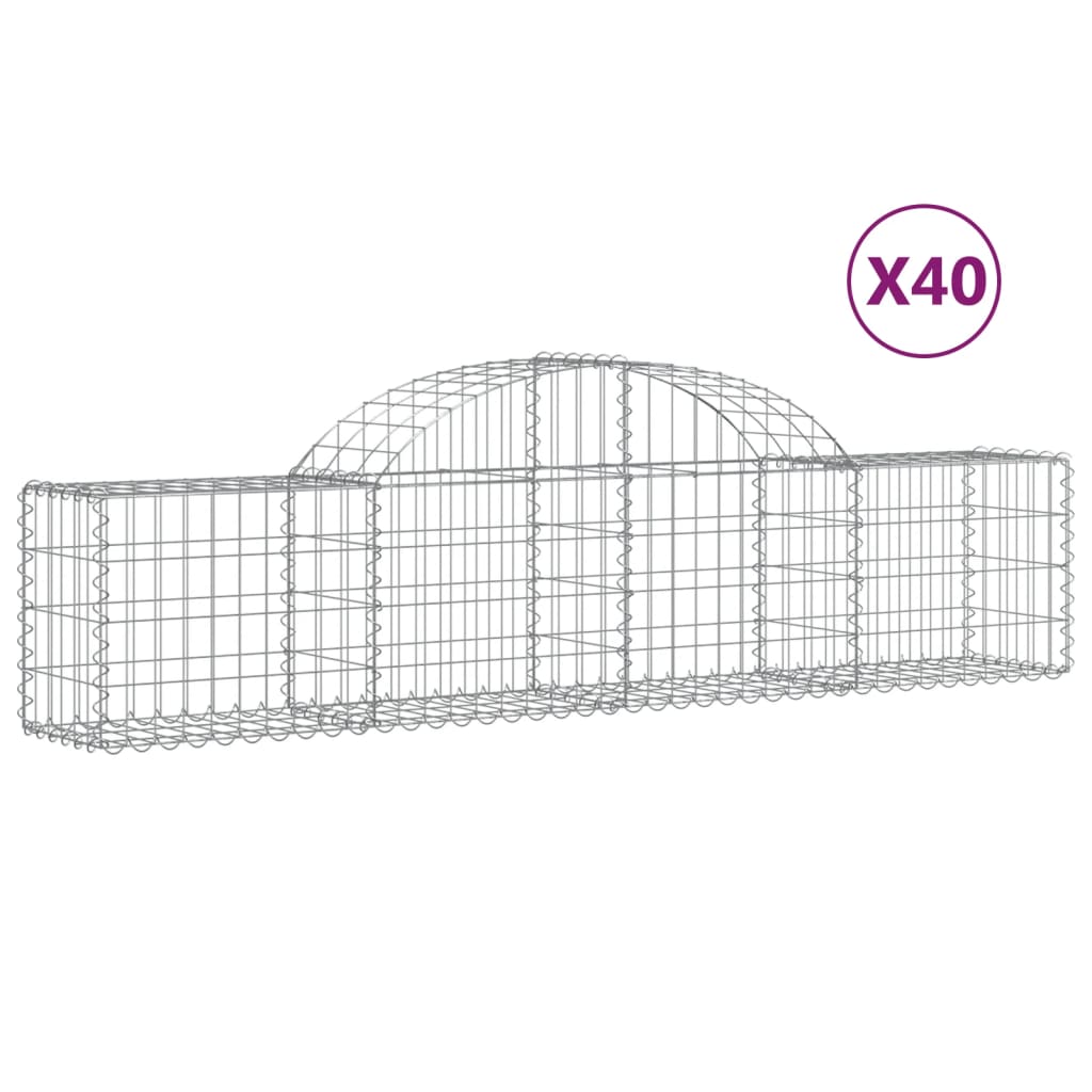 Schanskorven 40 st gewelfd 200x30x40/60 cm gegalvaniseerd ijzer Bloempotten & plantenbakken | Creëer jouw Trendy Thuis | Gratis bezorgd & Retour | Trendy.nl