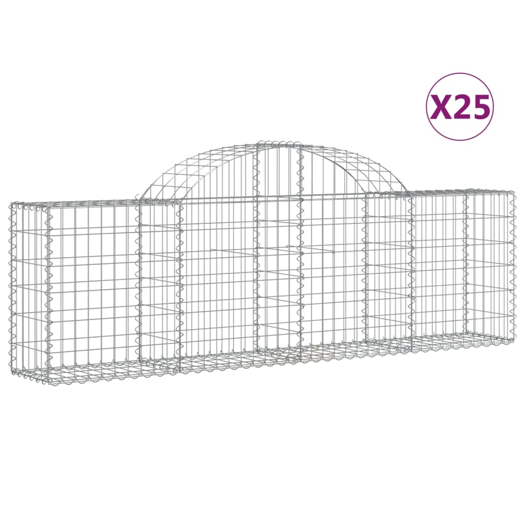 Schanskorven 25 st gewelfd 200x30x60/80 cm gegalvaniseerd ijzer Bloempotten & plantenbakken | Creëer jouw Trendy Thuis | Gratis bezorgd & Retour | Trendy.nl