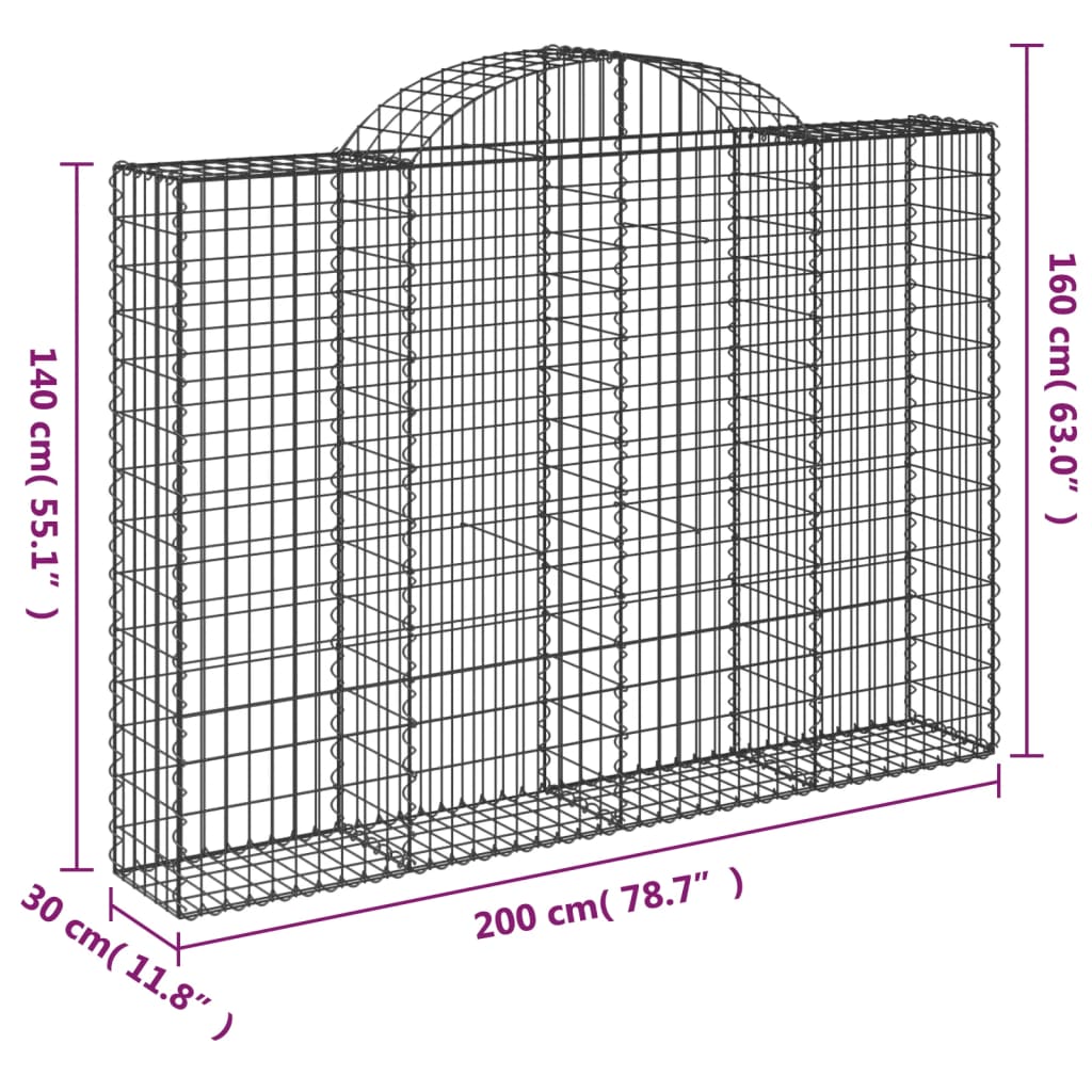 Schanskorven 2 st gewelfd 200x30x140/160 cm ijzer Bloempotten & plantenbakken | Creëer jouw Trendy Thuis | Gratis bezorgd & Retour | Trendy.nl