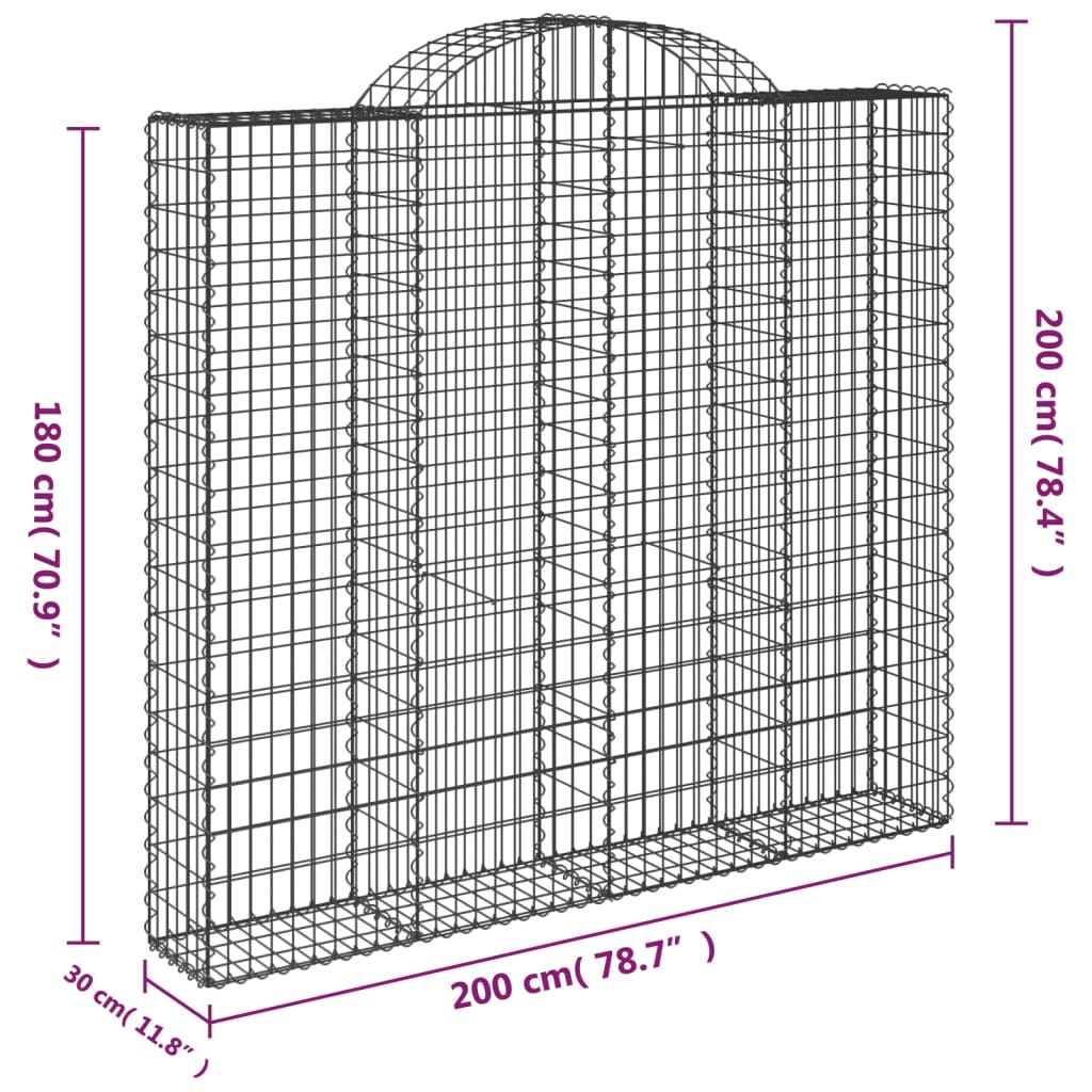 Schanskorven 9 st gewelfd 200x30x180/200 cm ijzer Bloempotten & plantenbakken | Creëer jouw Trendy Thuis | Gratis bezorgd & Retour | Trendy.nl