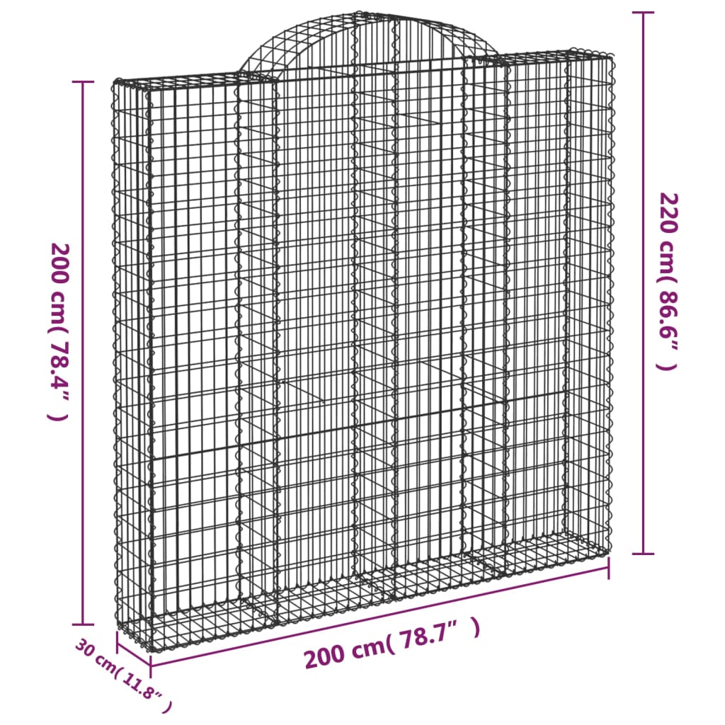 Schanskorven 9 st gewelfd 200x30x200/220 cm ijzer Bloempotten & plantenbakken | Creëer jouw Trendy Thuis | Gratis bezorgd & Retour | Trendy.nl