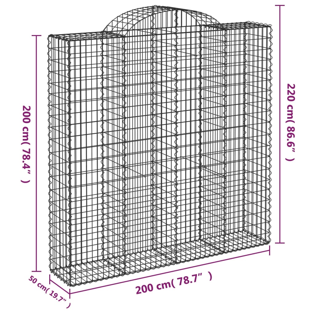 Schanskorven 9 st gewelfd 200x50x200/220 cm ijzer Bloempotten & plantenbakken | Creëer jouw Trendy Thuis | Gratis bezorgd & Retour | Trendy.nl