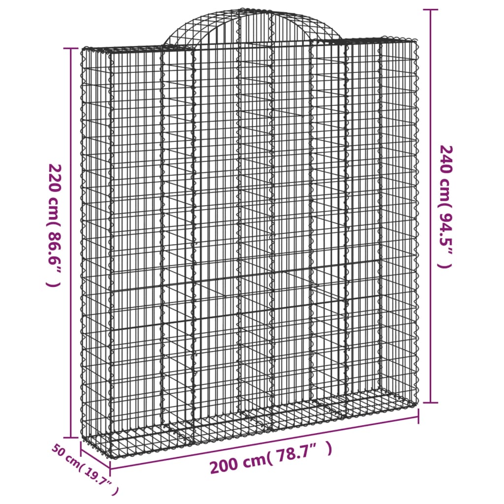 Schanskorven 7 st gewelfd 200x50x220/240 cm ijzer Bloempotten & plantenbakken | Creëer jouw Trendy Thuis | Gratis bezorgd & Retour | Trendy.nl