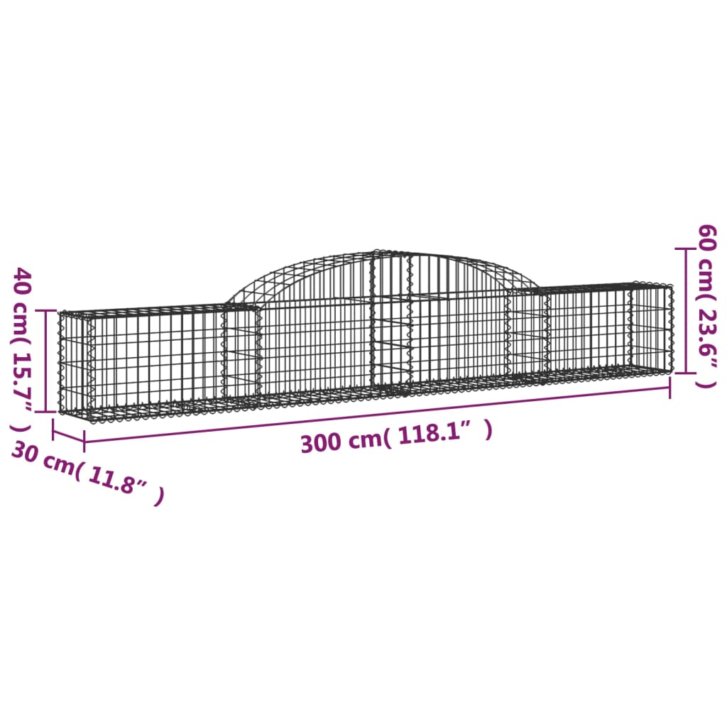 Schanskorven 17 st gewelfd 300x30x40/60 cm gegalvaniseerd ijzer Bloempotten & plantenbakken | Creëer jouw Trendy Thuis | Gratis bezorgd & Retour | Trendy.nl