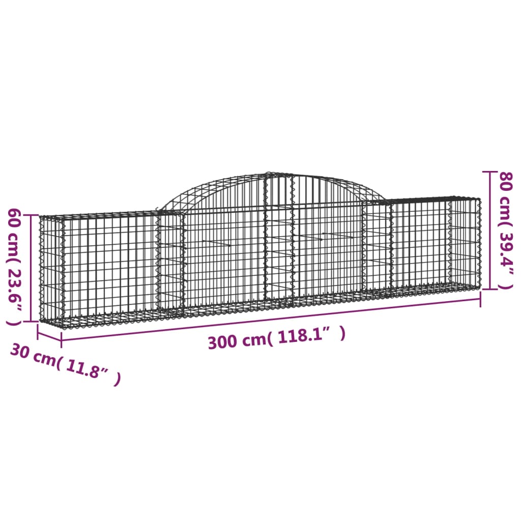 Schanskorven 25 st gewelfd 300x30x60/80 cm gegalvaniseerd ijzer Bloempotten & plantenbakken | Creëer jouw Trendy Thuis | Gratis bezorgd & Retour | Trendy.nl