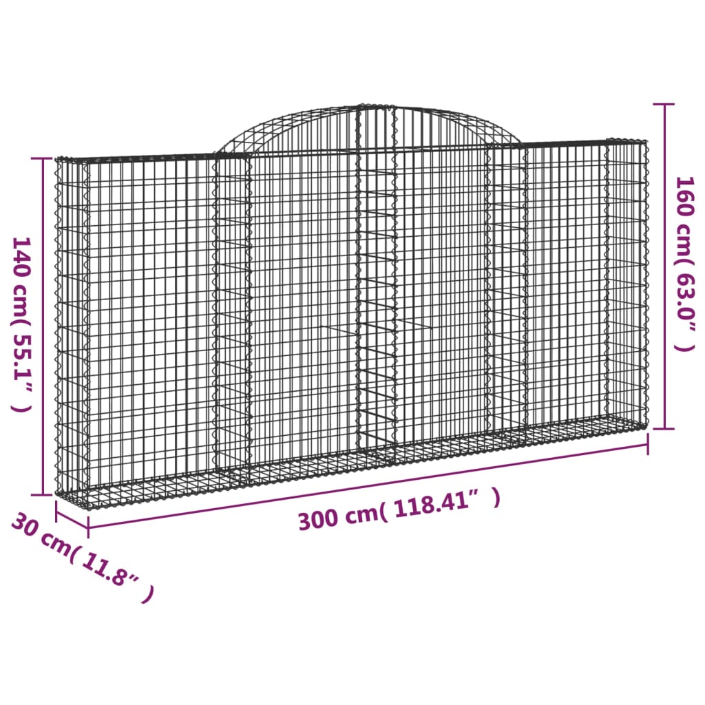 Schanskorven 17 st gewelfd 300x30x140/160 cm ijzer Bloempotten & plantenbakken | Creëer jouw Trendy Thuis | Gratis bezorgd & Retour | Trendy.nl