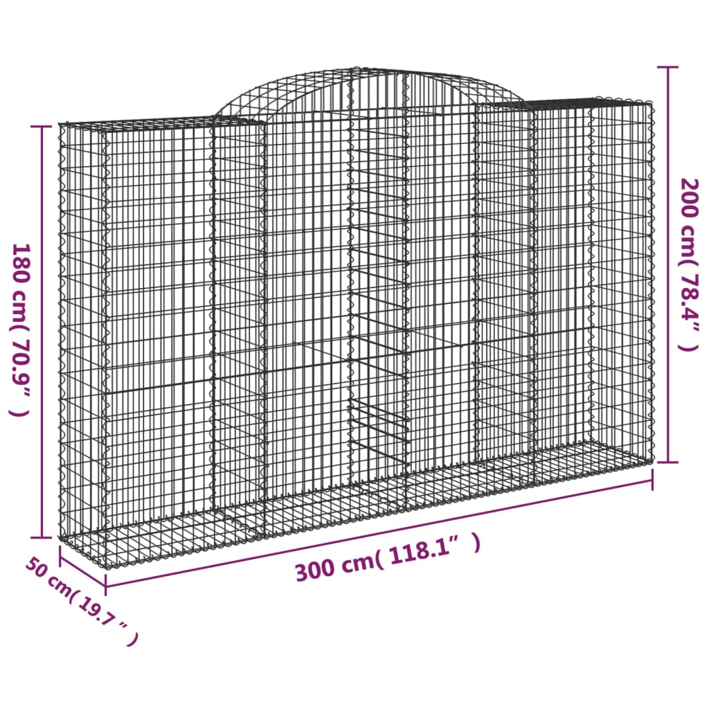 Schanskorven 7 st gewelfd 300x50x180/200 cm ijzer Bloempotten & plantenbakken | Creëer jouw Trendy Thuis | Gratis bezorgd & Retour | Trendy.nl