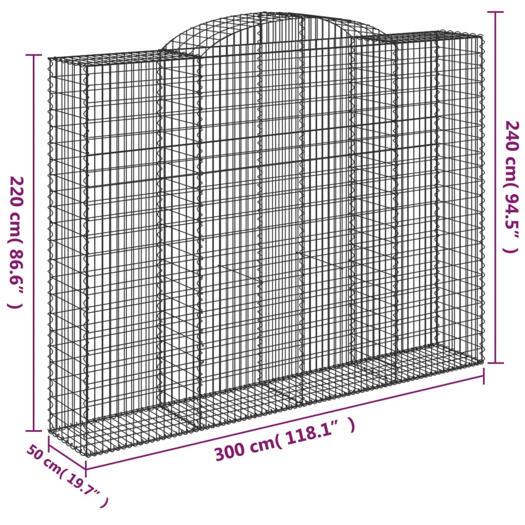 Schanskorven 8 st gewelfd 300x50x220/240 cm ijzer Bloempotten & plantenbakken | Creëer jouw Trendy Thuis | Gratis bezorgd & Retour | Trendy.nl