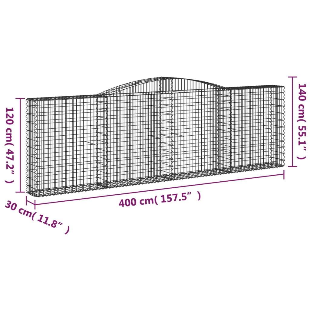 Schanskorven 20 st gewelfd 400x30x120/140 cm ijzer Bloempotten & plantenbakken | Creëer jouw Trendy Thuis | Gratis bezorgd & Retour | Trendy.nl