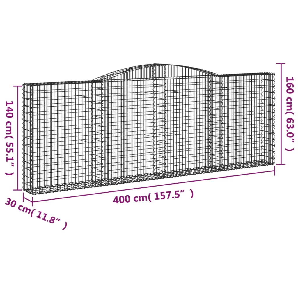 Schanskorven 15 st gewelfd 400x30x140/160 cm ijzer Bloempotten & plantenbakken | Creëer jouw Trendy Thuis | Gratis bezorgd & Retour | Trendy.nl