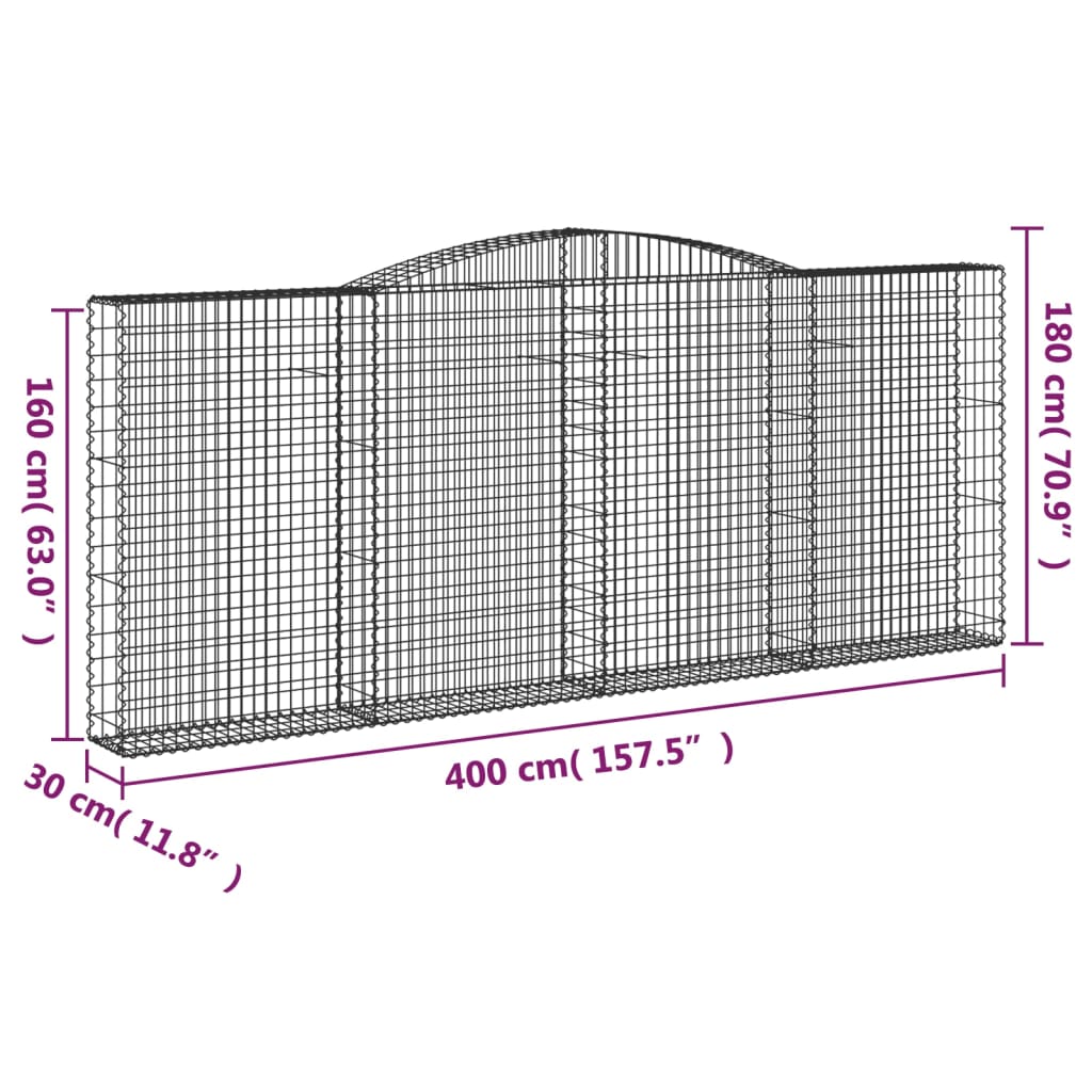 Schanskorven 7 st gewelfd 400x30x160/180 cm ijzer Bloempotten & plantenbakken | Creëer jouw Trendy Thuis | Gratis bezorgd & Retour | Trendy.nl