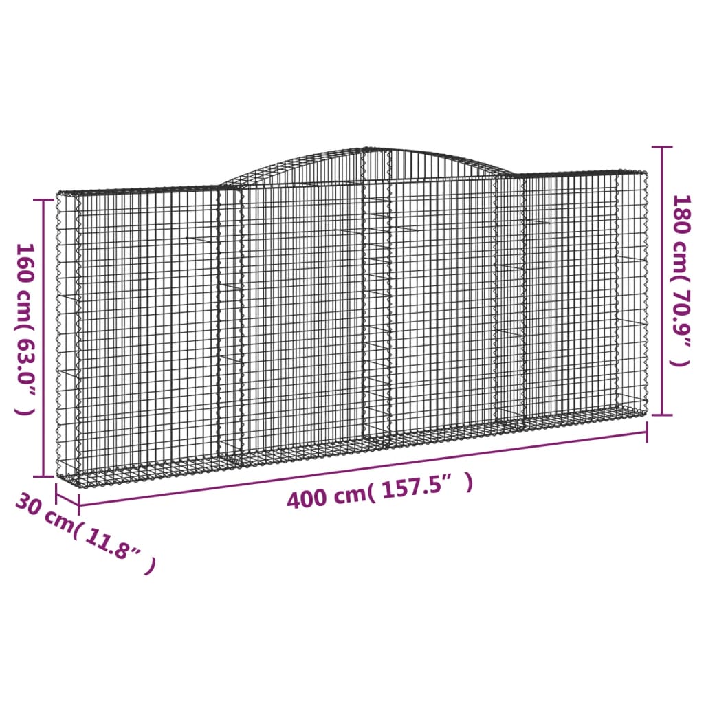 Schanskorven 9 st gewelfd 400x30x160/180 cm ijzer Bloempotten & plantenbakken | Creëer jouw Trendy Thuis | Gratis bezorgd & Retour | Trendy.nl