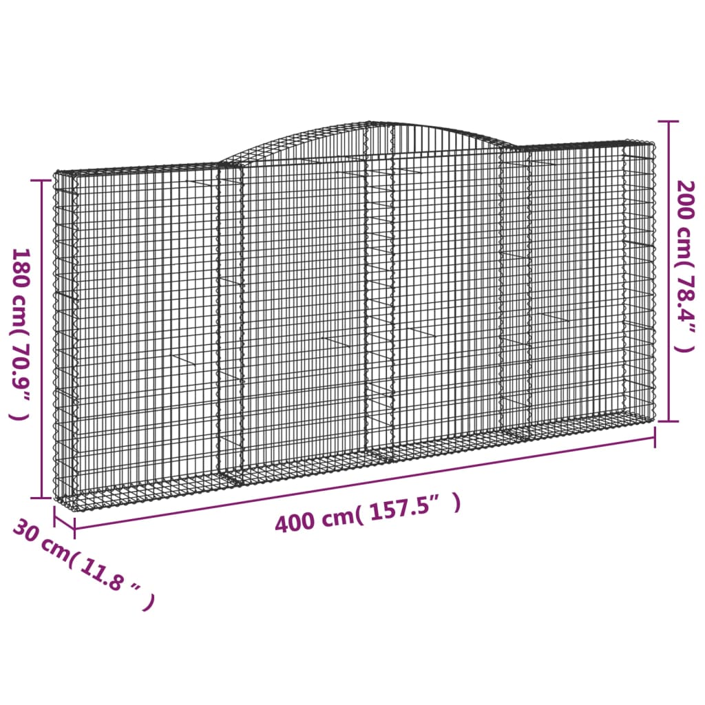 Schanskorven 7 st gewelfd 400x30x180/200 cm ijzer Bloempotten & plantenbakken | Creëer jouw Trendy Thuis | Gratis bezorgd & Retour | Trendy.nl